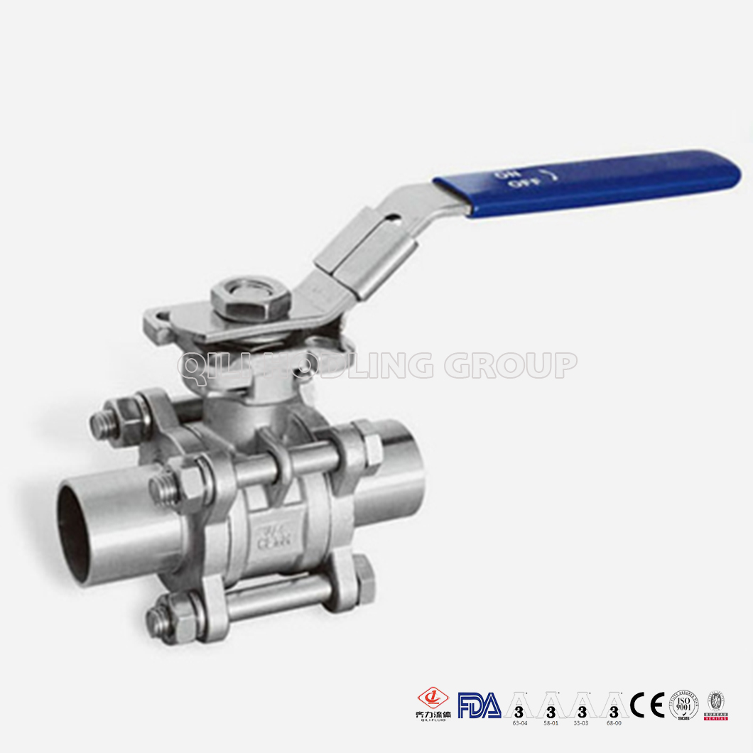 3PC Sanitary Butt Weld Encapsulated Ball Valve With Directing Mounting